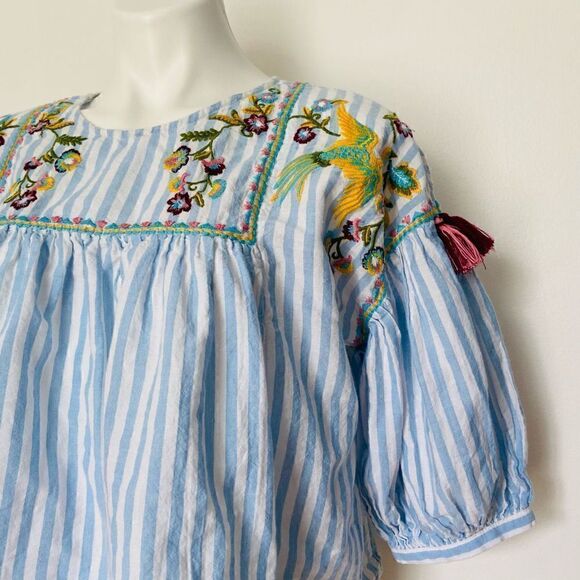 Boho Embroidered Ballon Sleeve Top - Picture 6 of 11